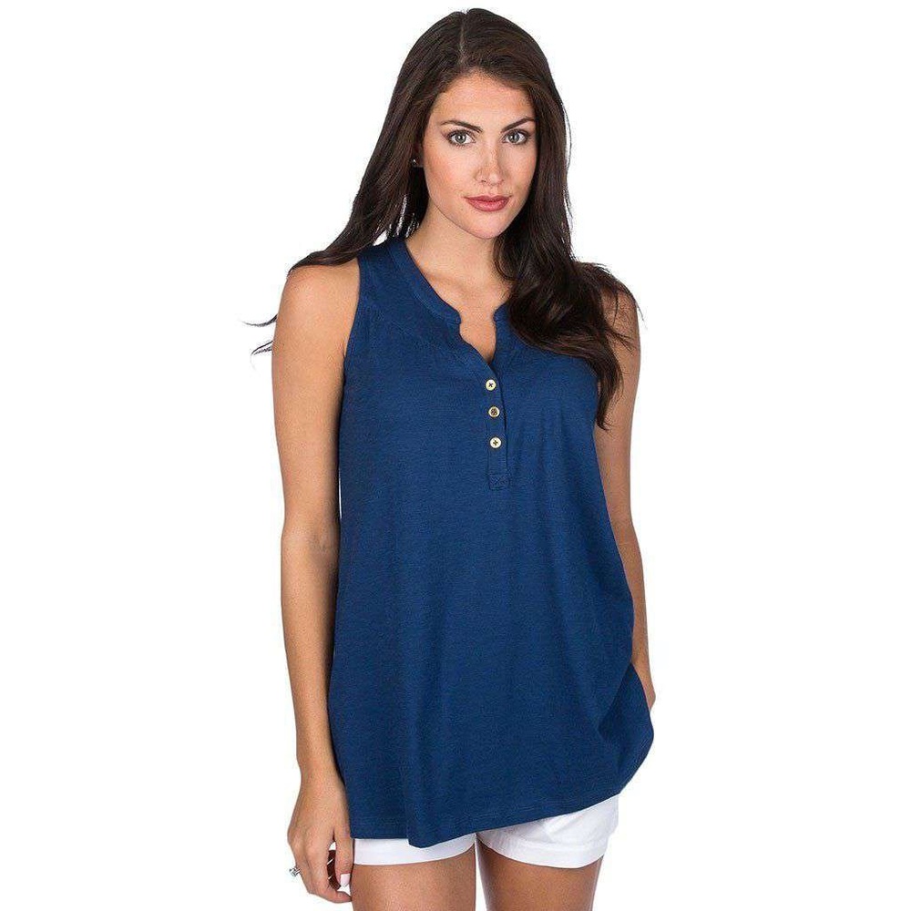 Lauren James Navy Ali Slub Top NWT